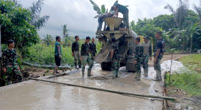 Hari ke-16 TMMD ke-128, Kodim 1003/HSS Percepat Pengecoran Jalan Penghubung Desa