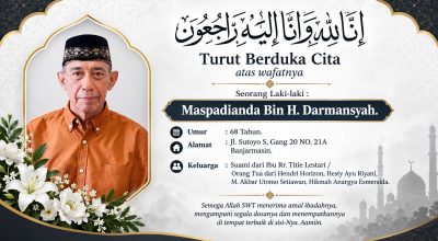 Maspadianda Bin H. Darmansyah Meninggal Dunia, Dishalatkan di Masjid Al-Jihad Banjarmasin